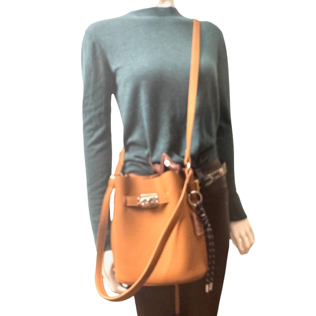 Brown Leather 3-Way Multi-Functional Bag - Crossbody, Tote & Shoulder with Charm