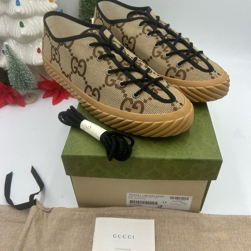 Gucci Beige and Brown low top sneakers size 13 made in Spain
