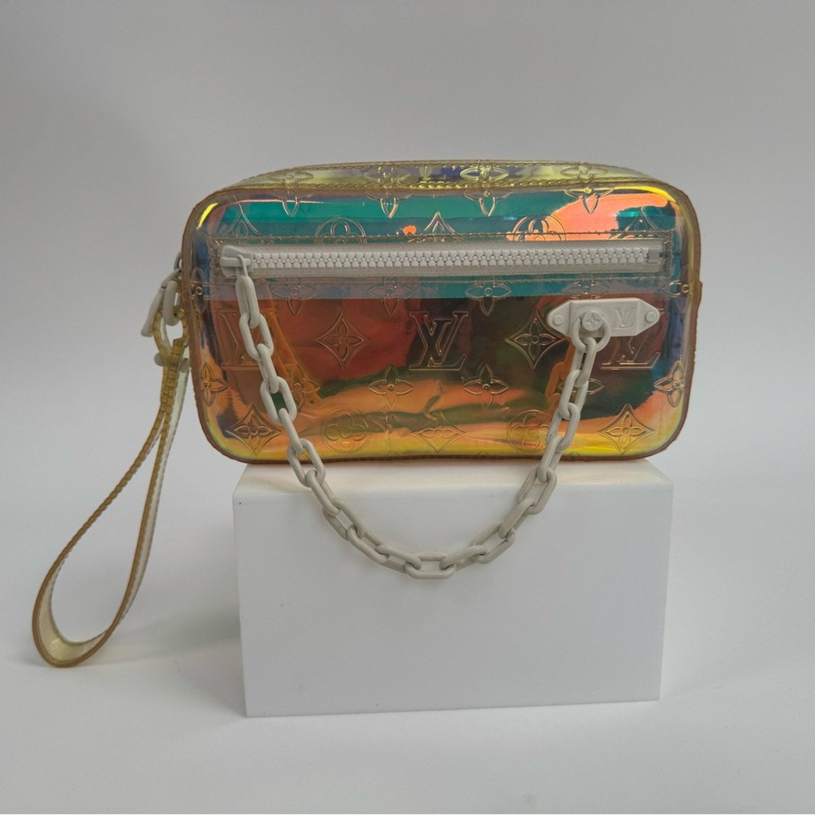 Men’s Louis Vuitton x Virgil, Abloh, prism monogramVolga wristlet full inclusion