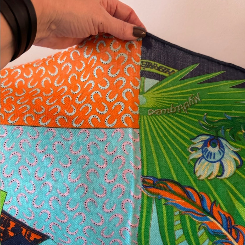 Hermès cashmere, equestrian/jungle themed scarf. Indescribably beautiful piece