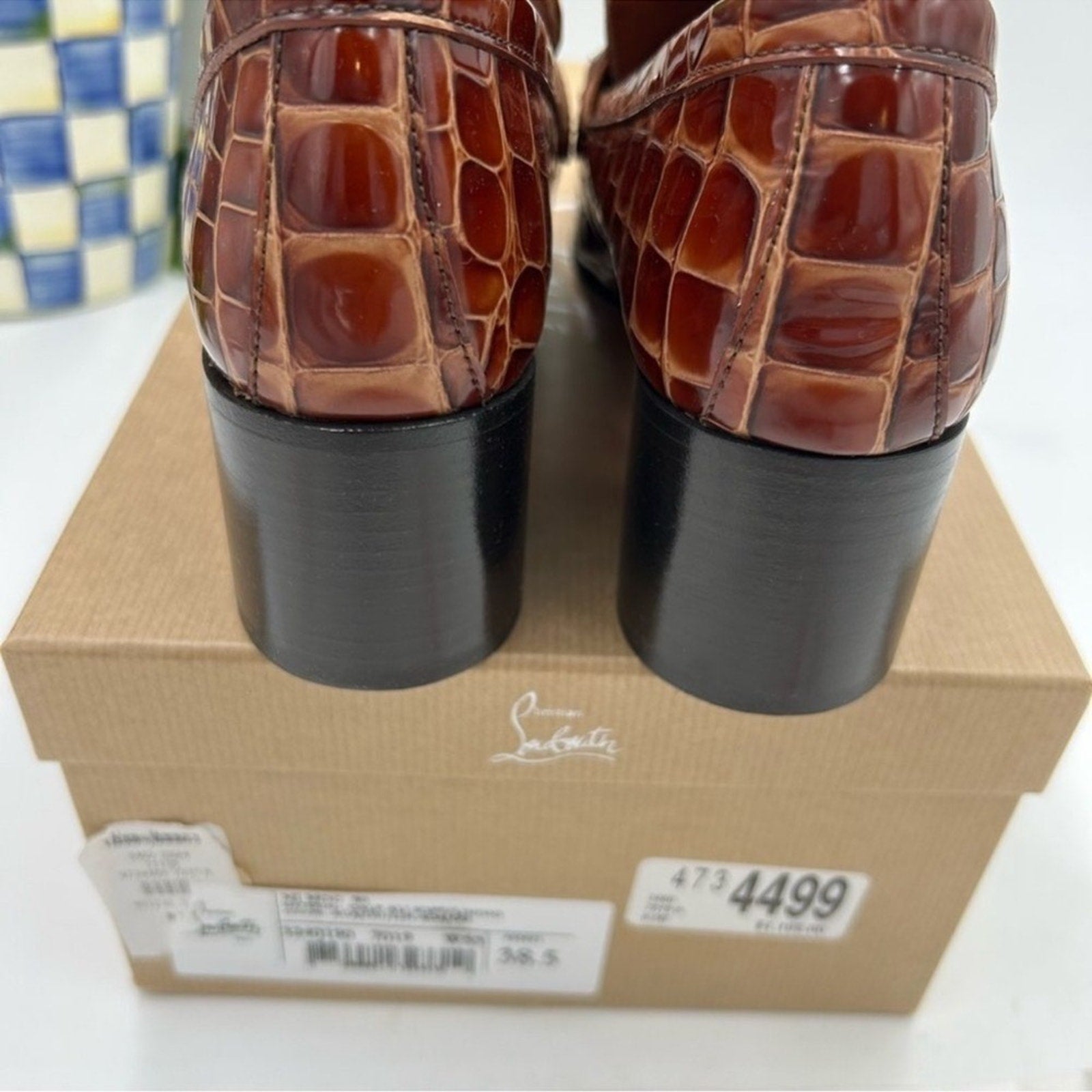 Women's Christian Louboutin, MJ Moc Leather Loafers Size 38.5 
Made in Italy