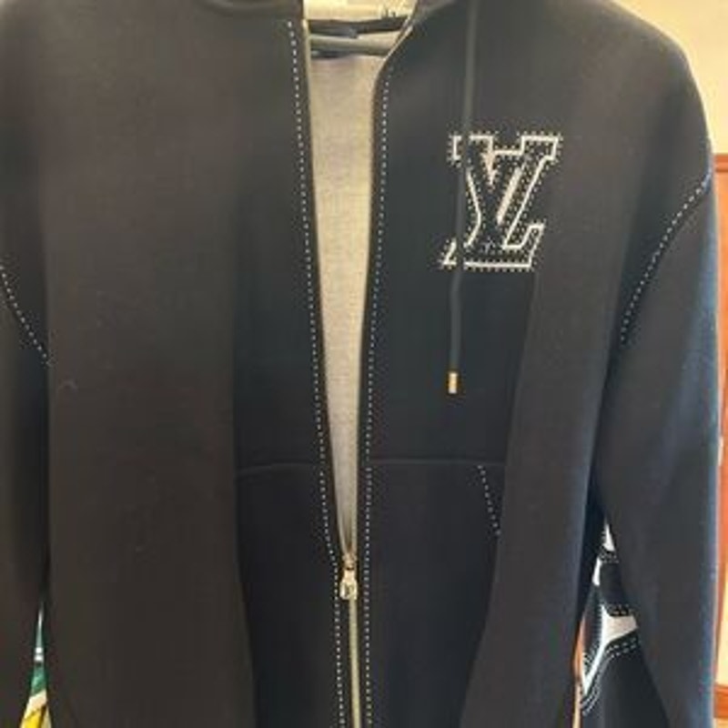 Men’s Louis Vuitton graphic intarsia zip front hoodie four XL limited edition