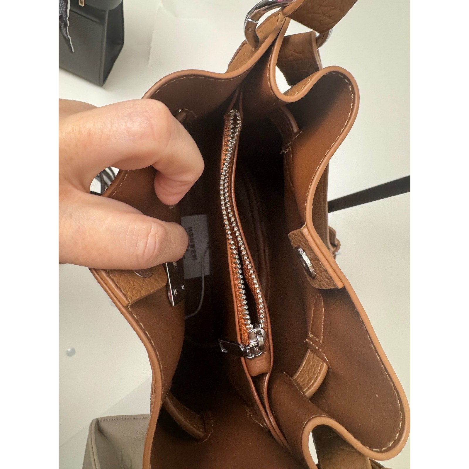 Brown Leather 3-Way Multi-Functional Bag - Crossbody, Tote & Shoulder with Charm