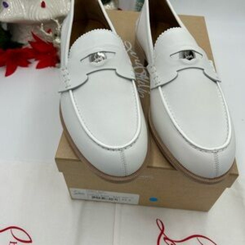 Men's Christian Louboutin white leather penny loafers size 45.5 made in Italy