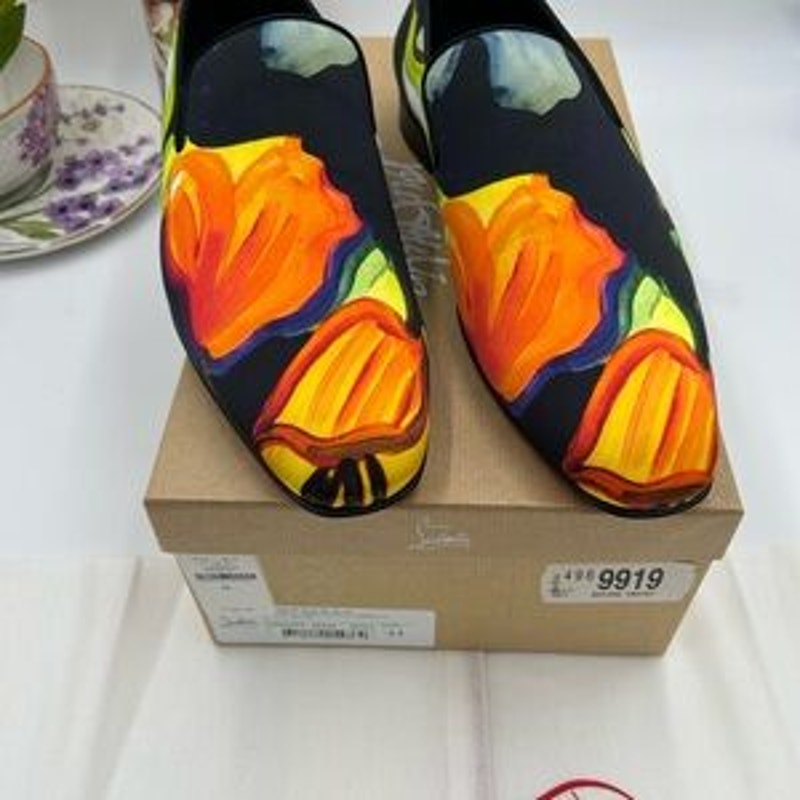 Men's Christian Louboutin dandy chick satin loafer size 44 made in Italy