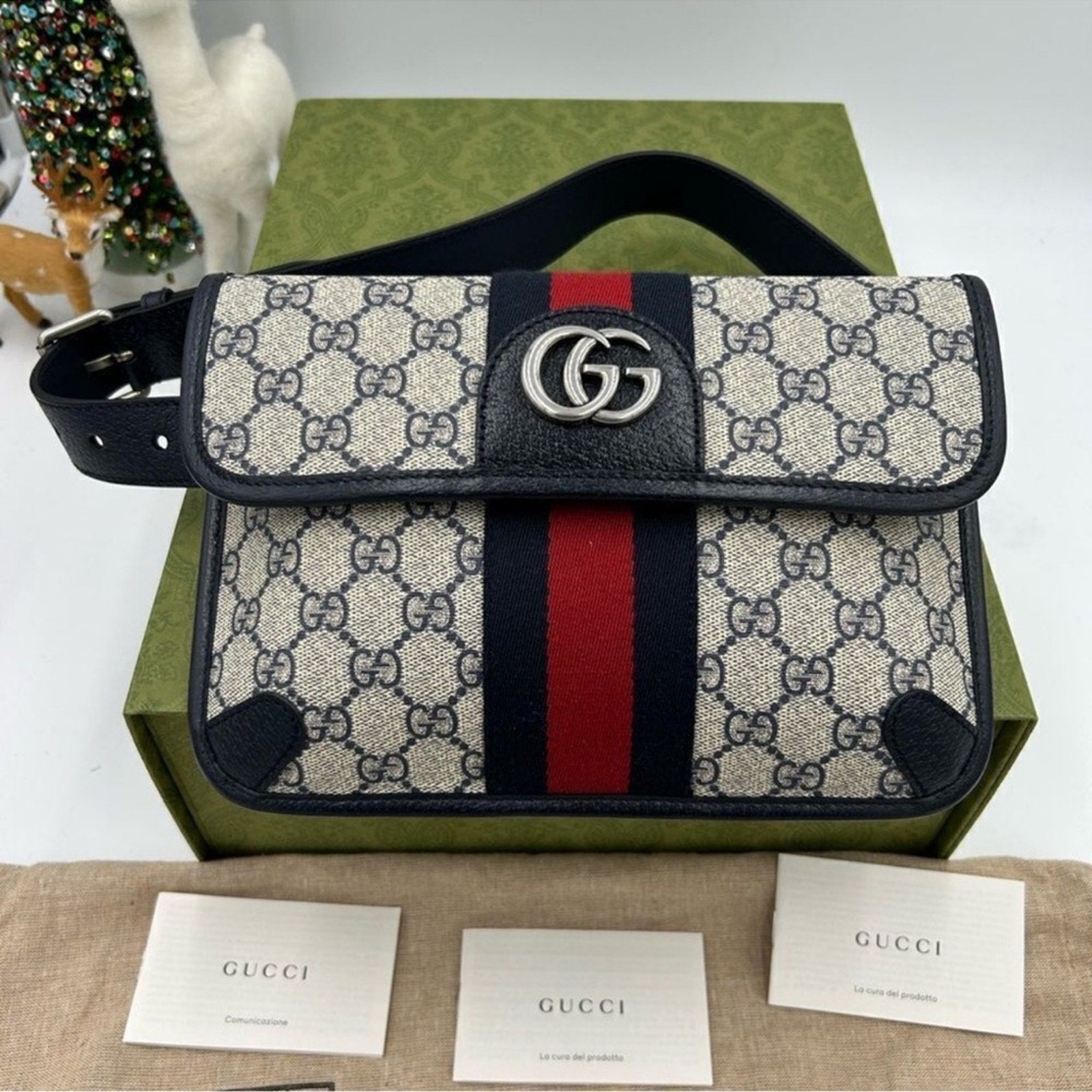 Women's Gucci blue/red Ophedia GG belt bag size 80 cm/32 inches adjustable