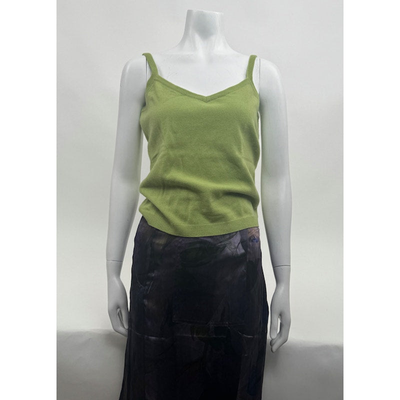 Ultra Moda NWT Green 100% Cashmere Sleeveless V-Neck Sweater Size M