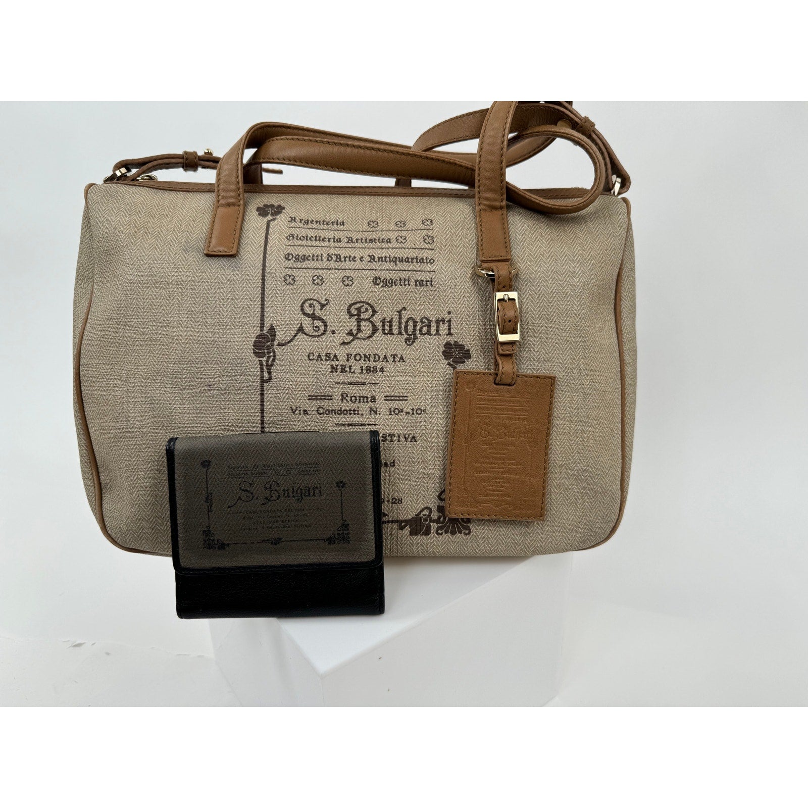Bulgari Speedy Type Bag With Long Strap With Matching Trifold Wallet