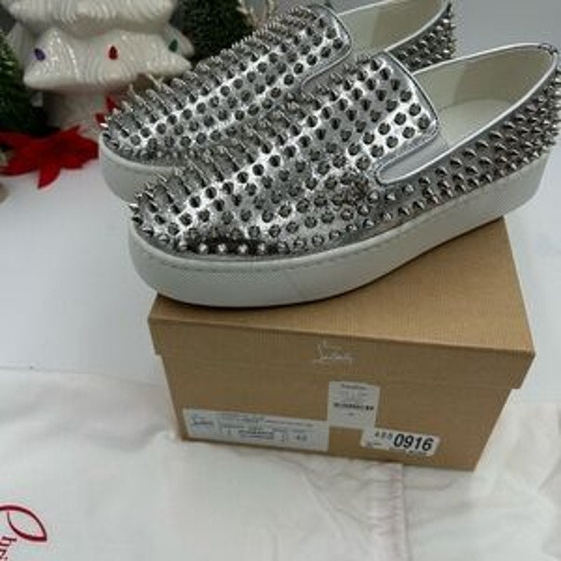 Men's Christian Louboutin roller boat spike slip on sneakers size 42 made Italy