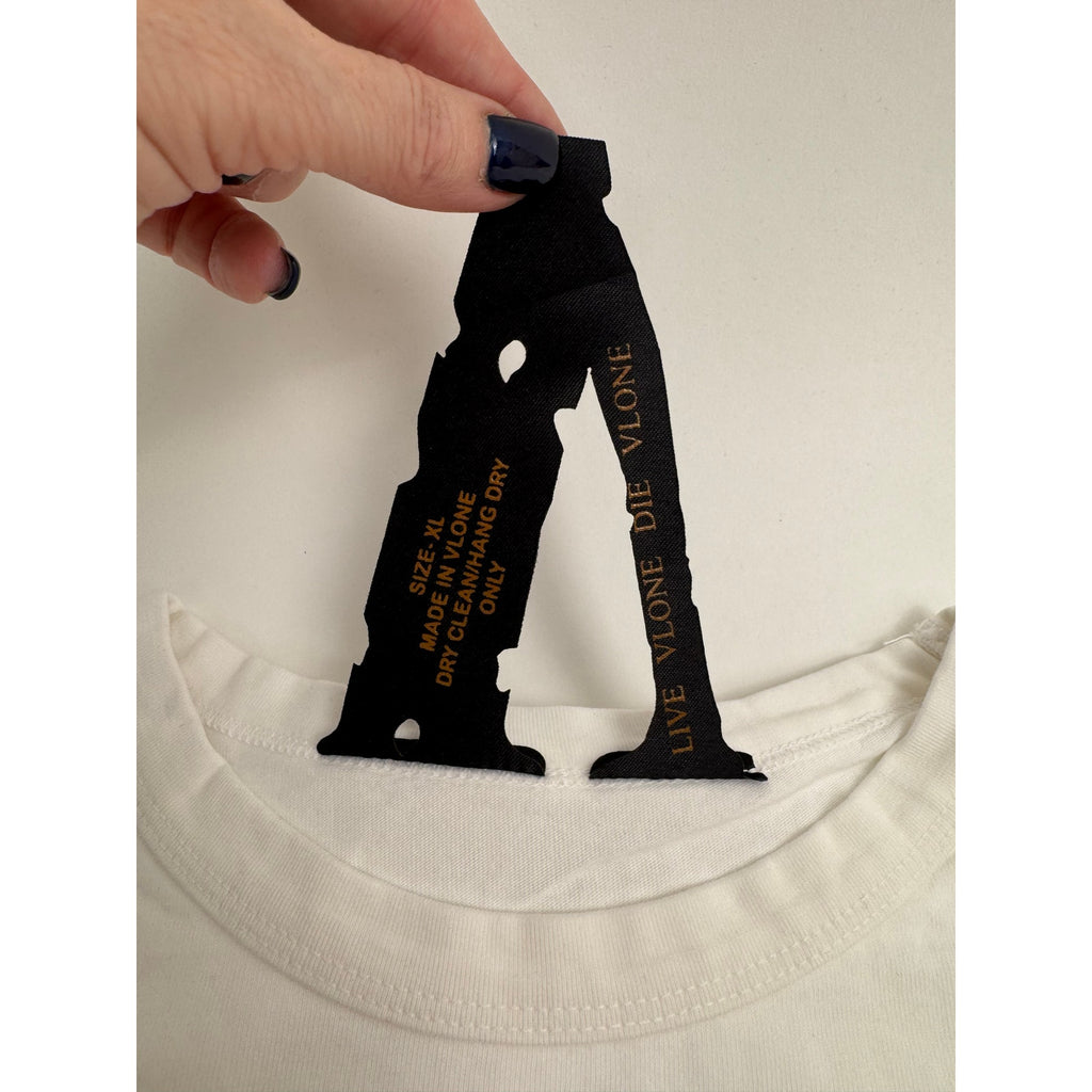 Men's Vlone x Friends NEW White and Orange Short Sleeve T-Shirt Size XL