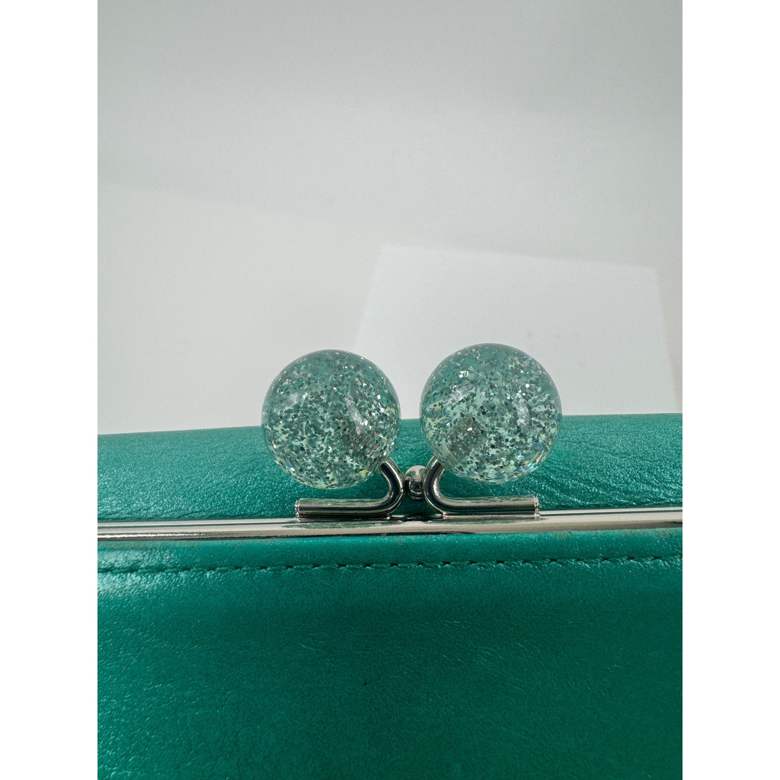 Charles Jorudan Blue Green Leather Kiss Lock Long Snap Wallet