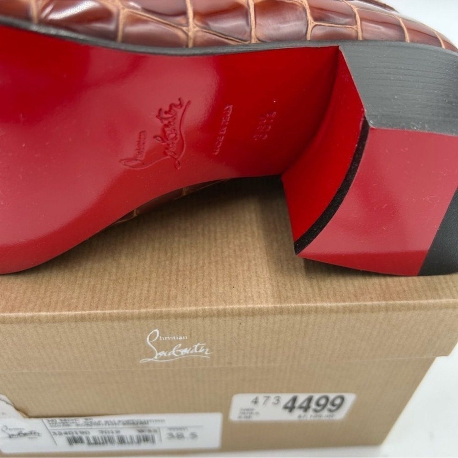 Women's Christian Louboutin, MJ Moc Leather Loafers Size 38.5 
Made in Italy