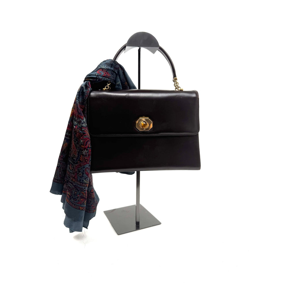 Gucci Vintage Chocolate Brown Leather Gold Chain Handbag