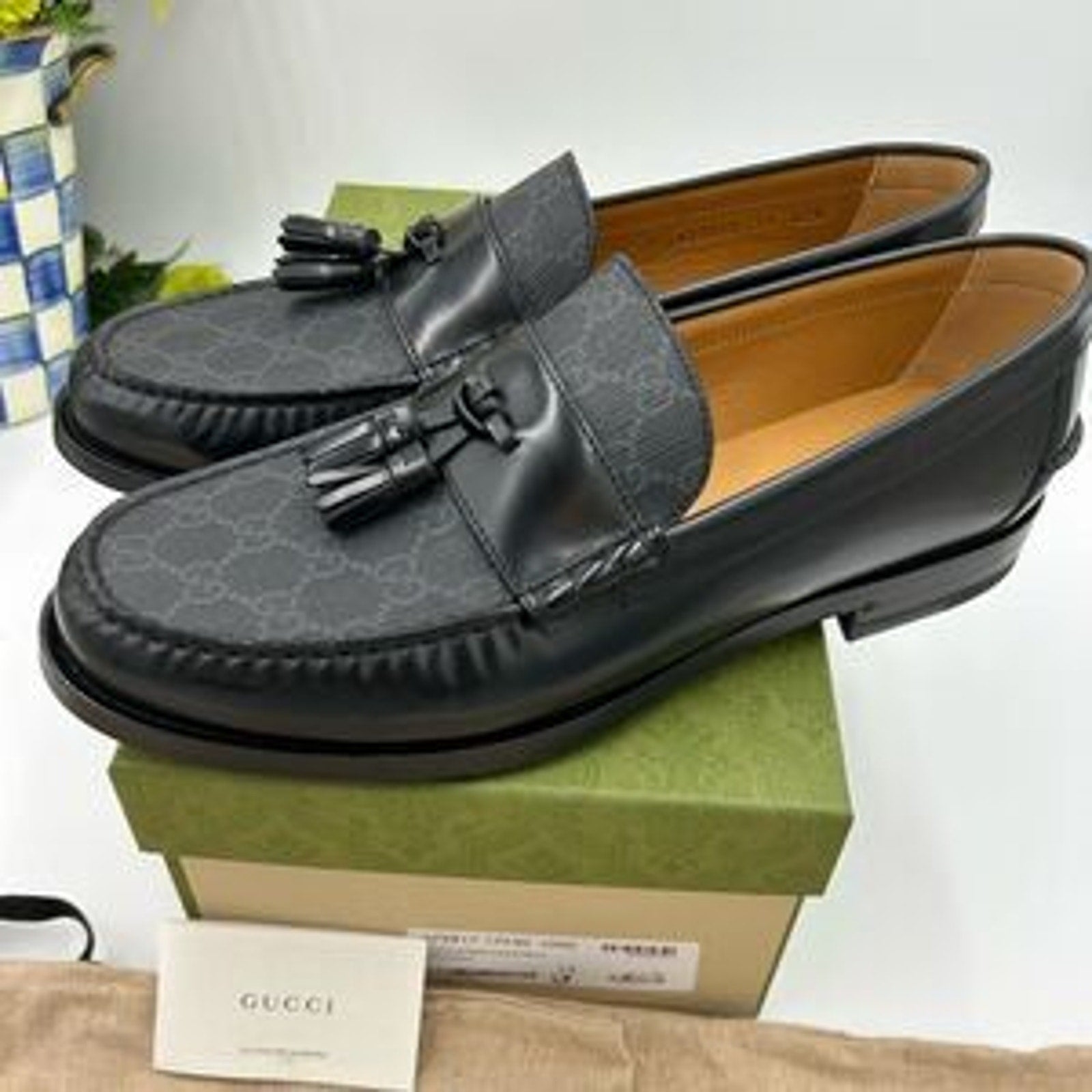 Men's Gucci, GG Supreme, tassel loafers size 13 made in Italy