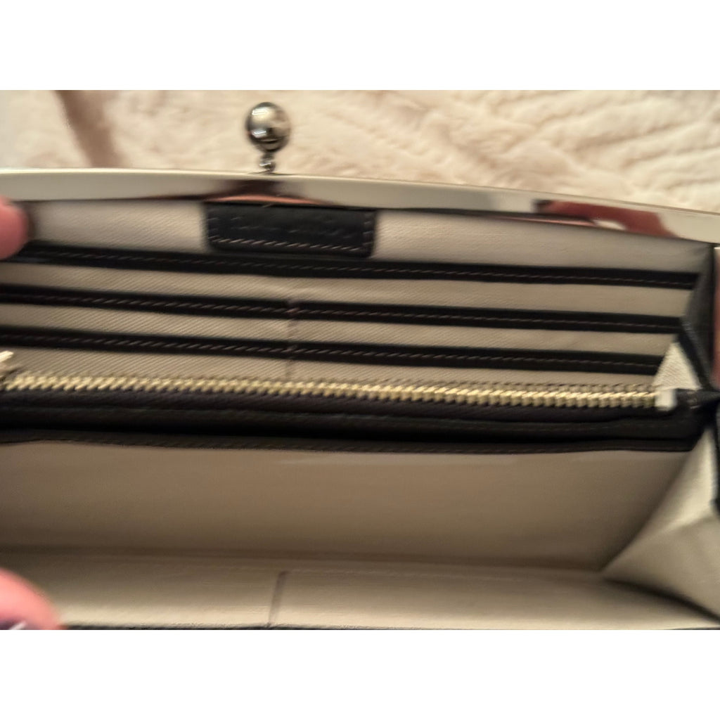 PAUL SMITH Rare Black and Yellow Heart Print Kiss Lock Clutch Bag/Long Wallet