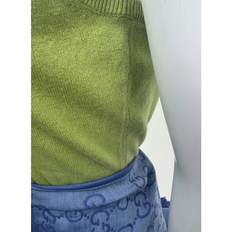 Ultra Moda NWT Green 100% Cashmere Sleeveless V-Neck Sweater Size M