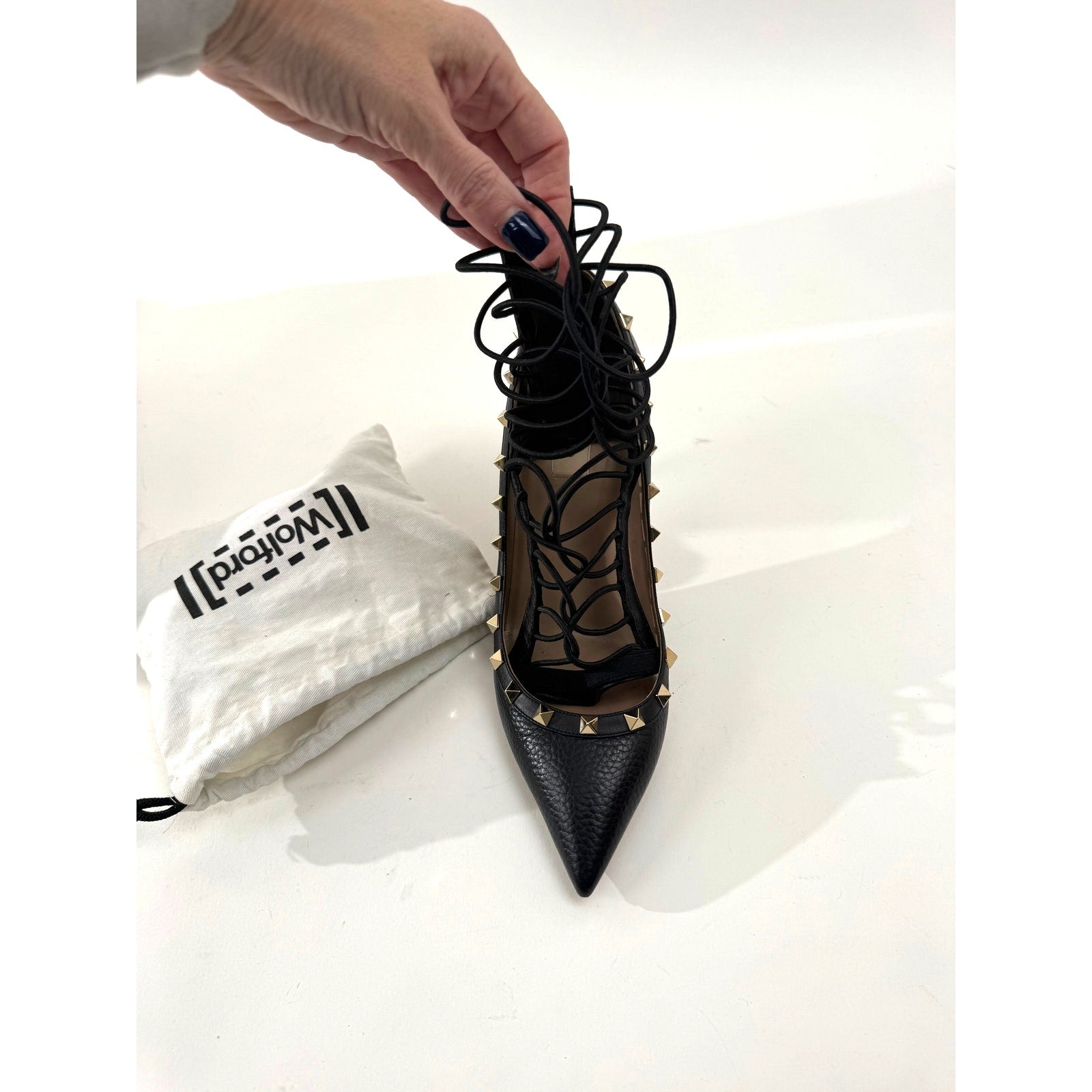 Women's Wolford Black Gladiator Lace Up Back Zip Shoe Inserts