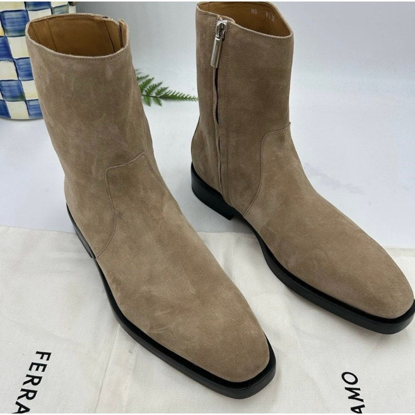 Men’s Salvatore Ferragamo suede Gerald ankle boots size 8.5 EE made in Italy