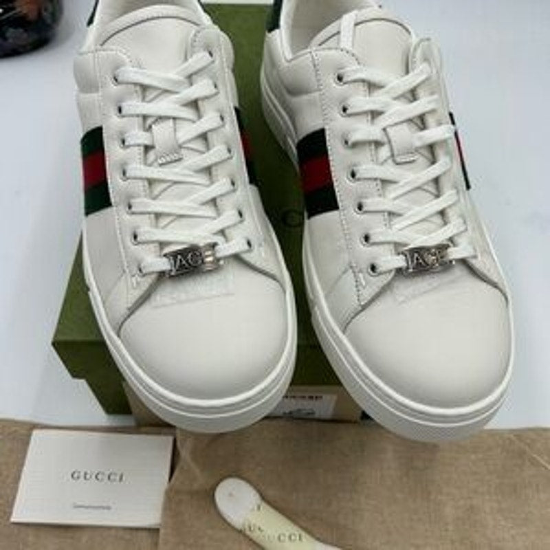 Women's Gucci, ace leather, web stripe sneakers size 40 made in Italy