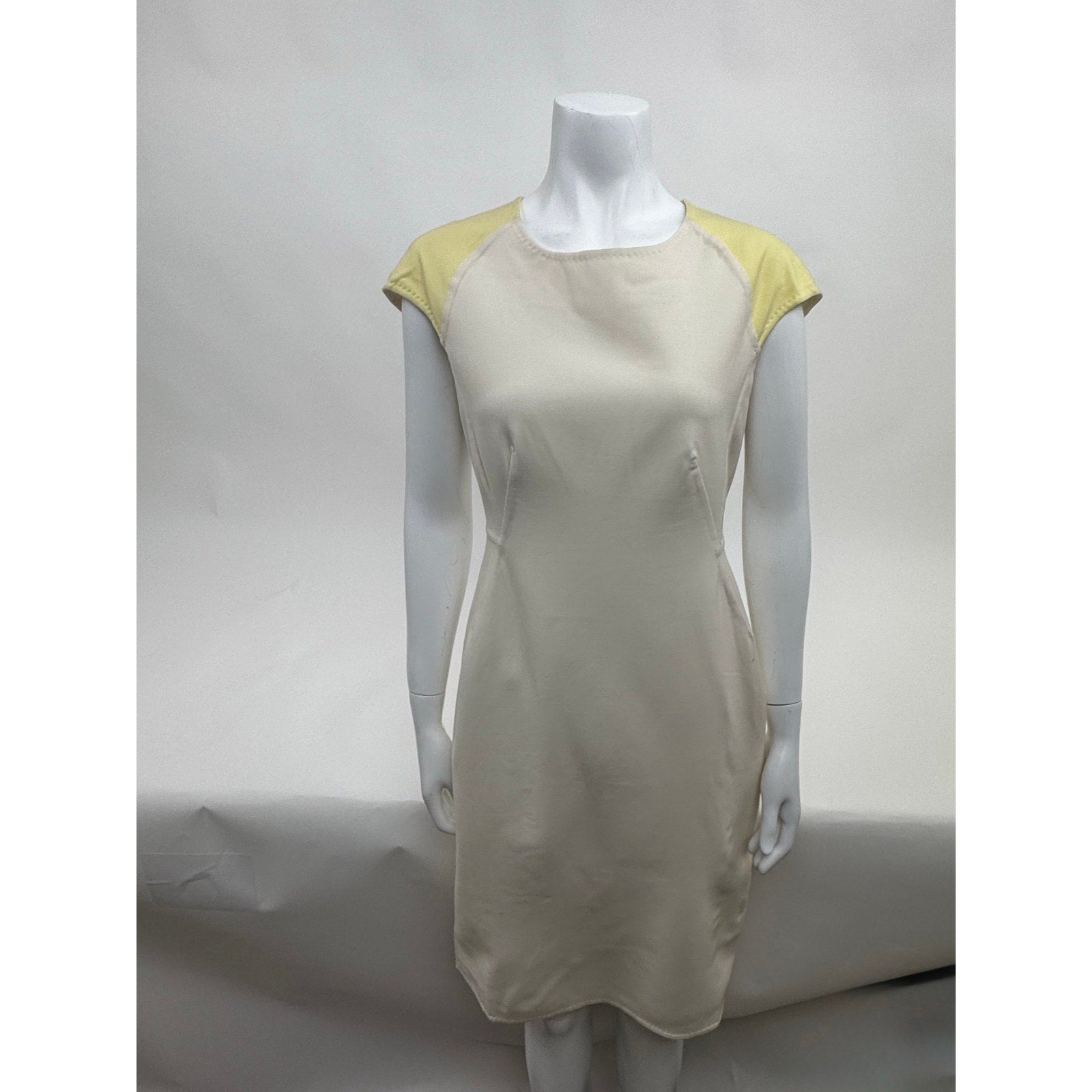 Aquilano Rimondi NWT Cream & Yellow Cap Sleeve Sheath Dress – Size 44