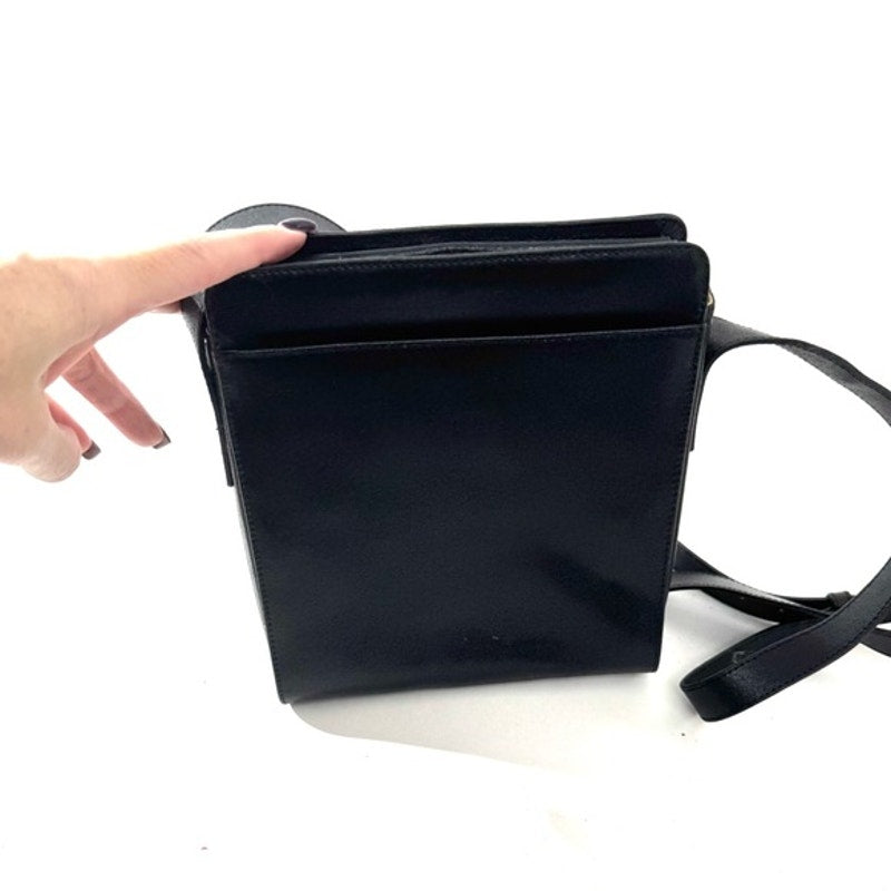 Valentino black leather 2 way structured dual compartment bag w/exterior pocket