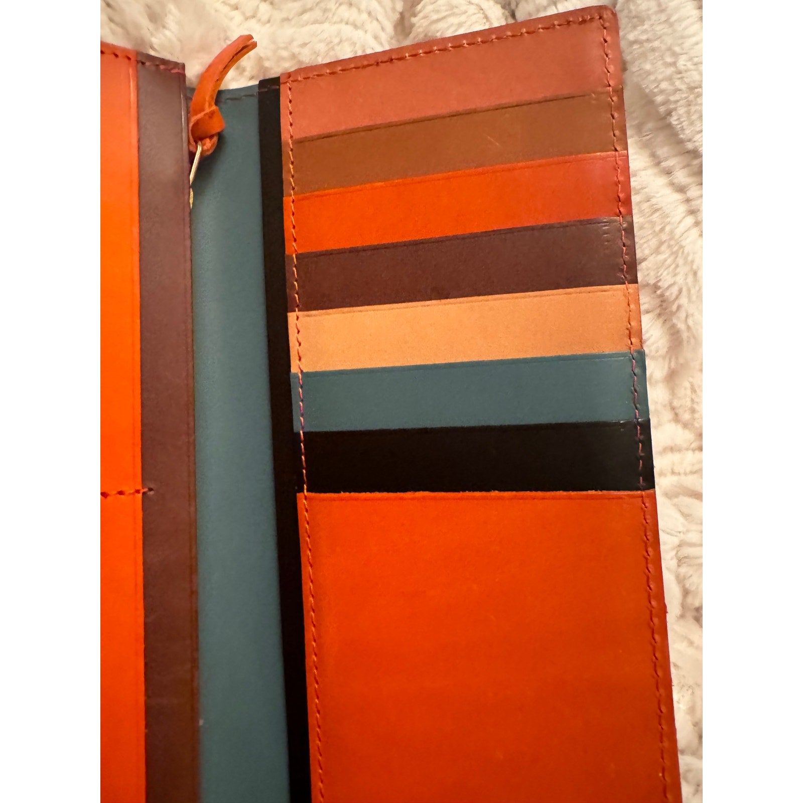 Craftwork Products Japan Made Deep Orange Colorblock Motif Long Wallet