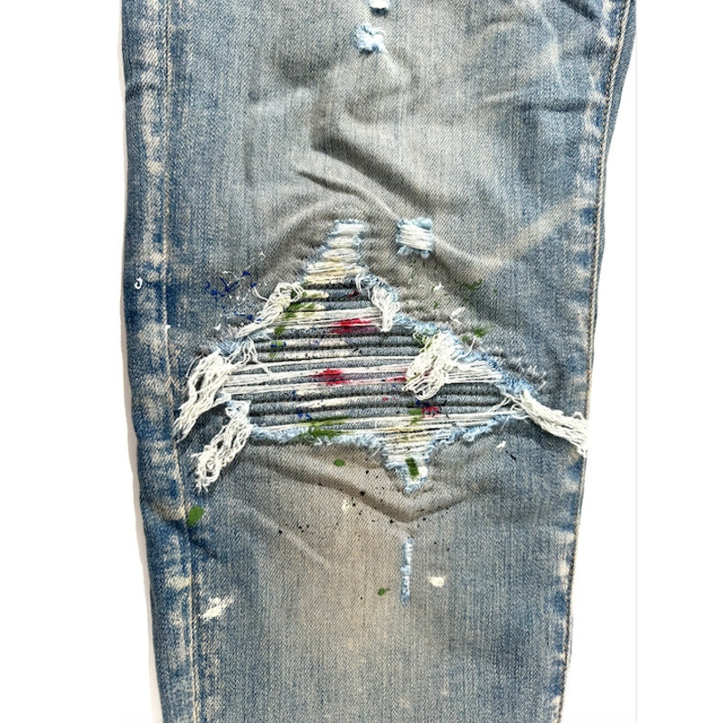 Mens AMIRI mx1 paint splatter light wash patch size 32 immaculate