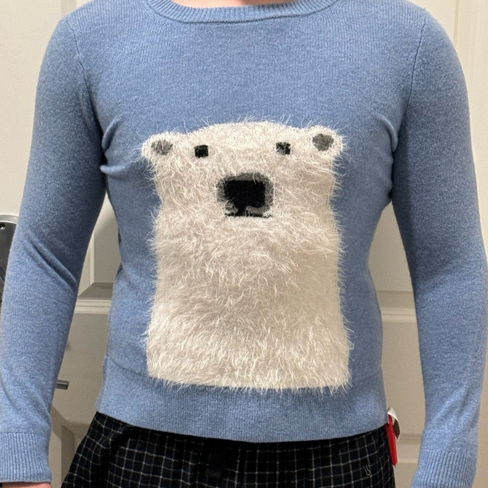 Kate Spade NWT’s Heather Blue with White polar bear wool sweater L women M Men