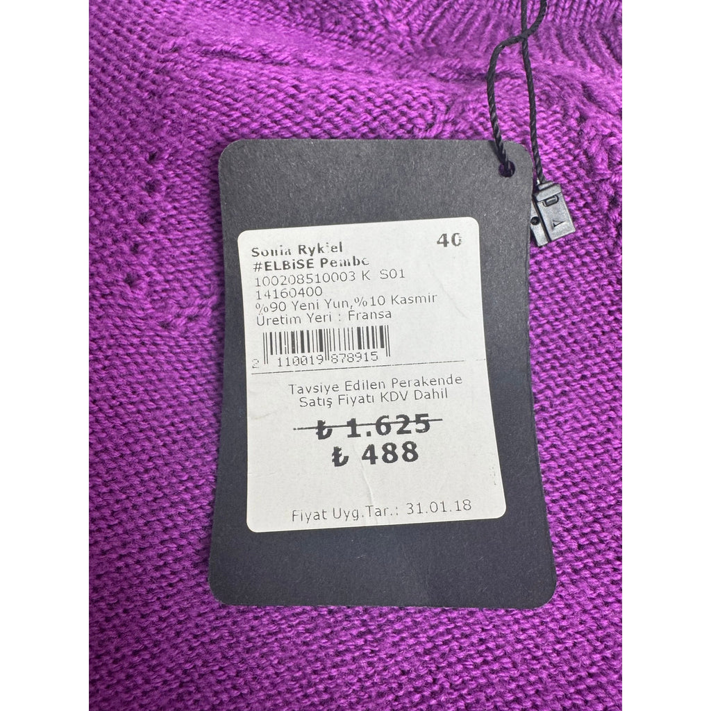 Sonia by Sonia Rykiel Purple Wool Cashmere Knit Sweater Dress Size FR 40 / US M