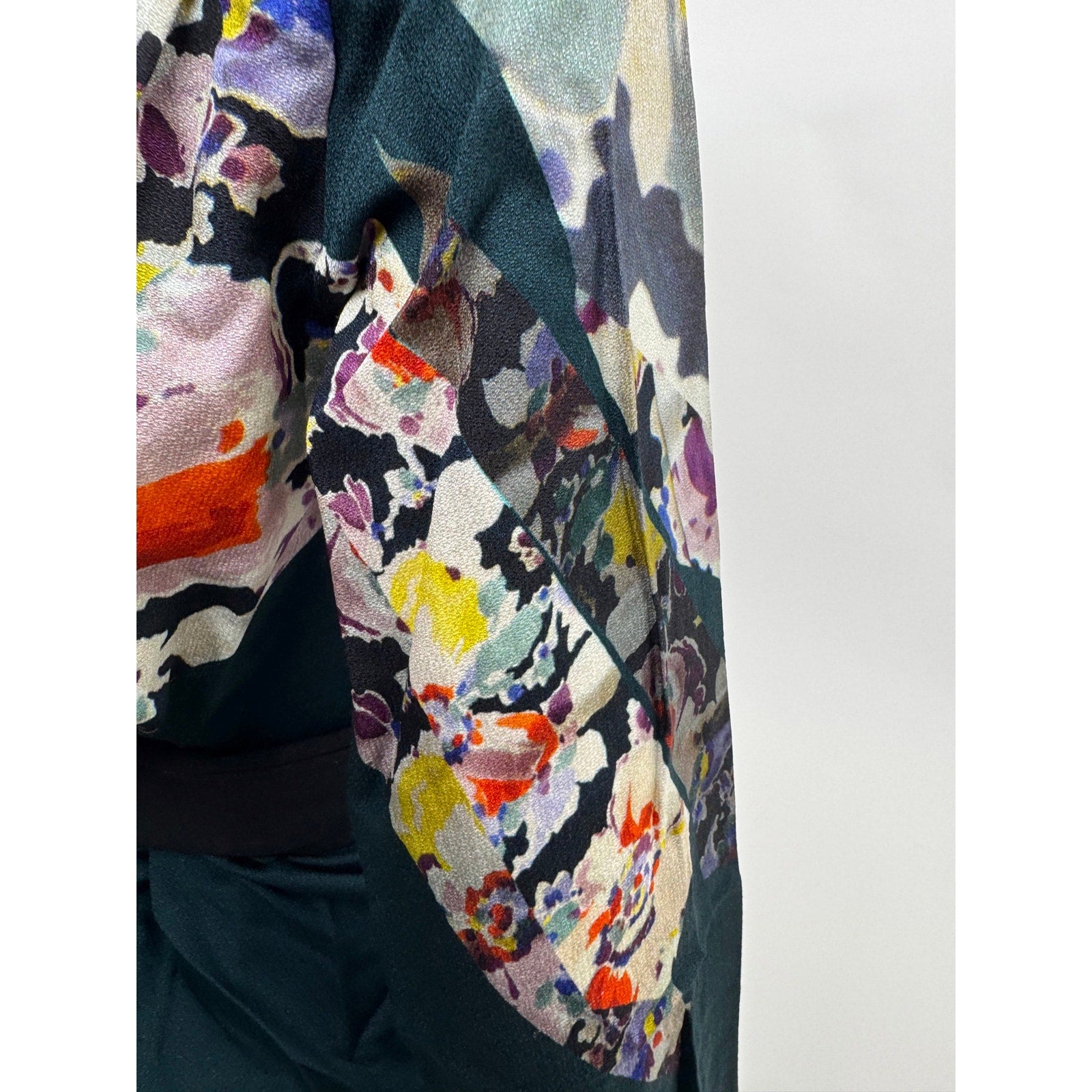 Luxury Style Multicolor Patterned Collared V-Neck Wrap Blouse