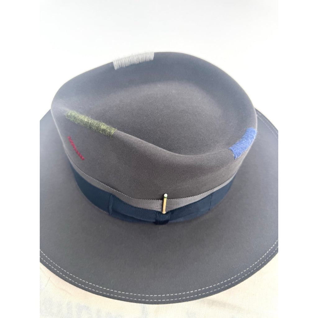 Nick Fouquet Matchstick Detail Beaver Felt Hat 7 5/8 61 Like New w/ Dust Bag