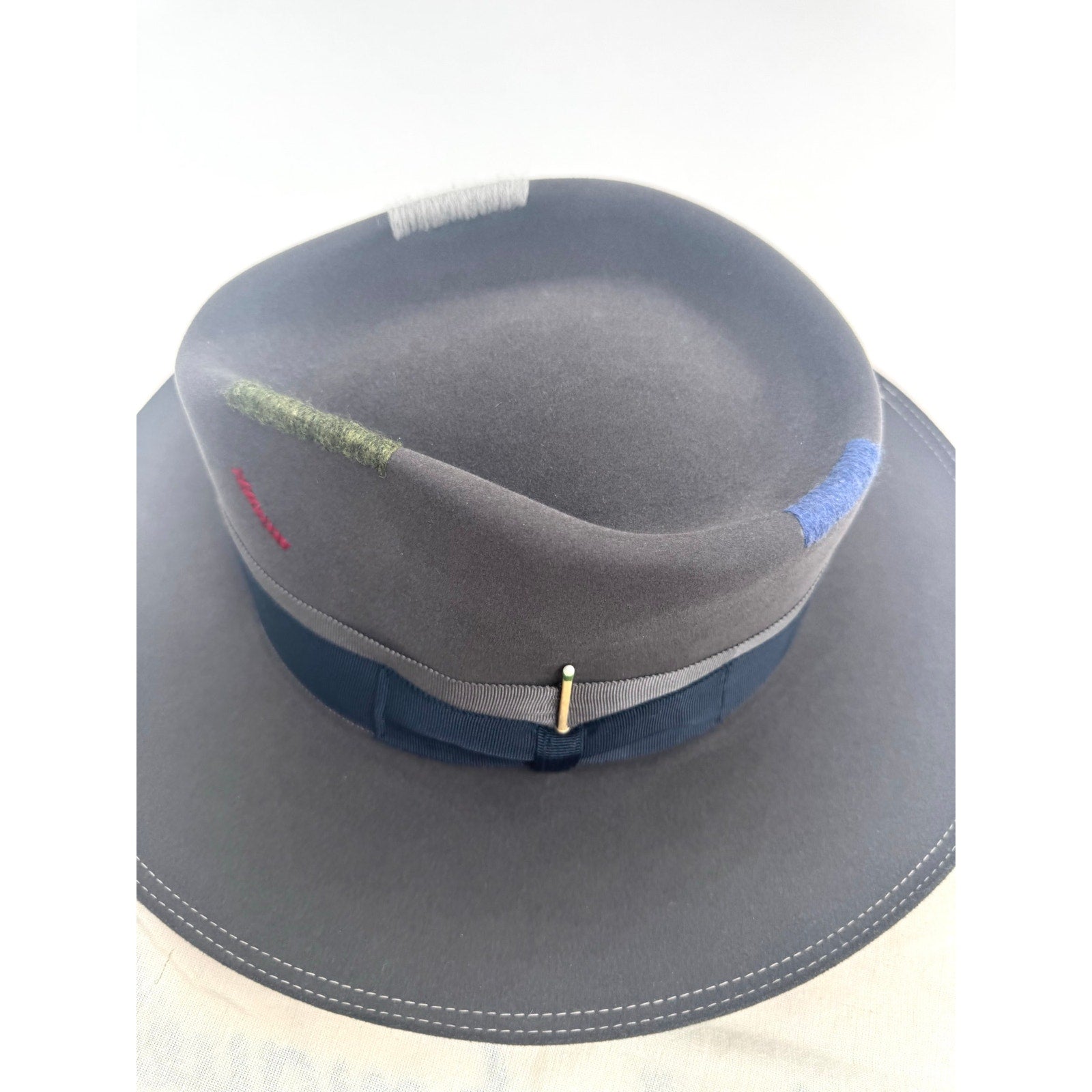 Nick Fouquet Matchstick Detail Beaver Felt Hat 7 5/8 61 Like New w/ Dust Bag