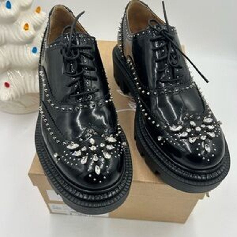 Men's Christian Louboutin college strass embellished Leather Oxford's size 44