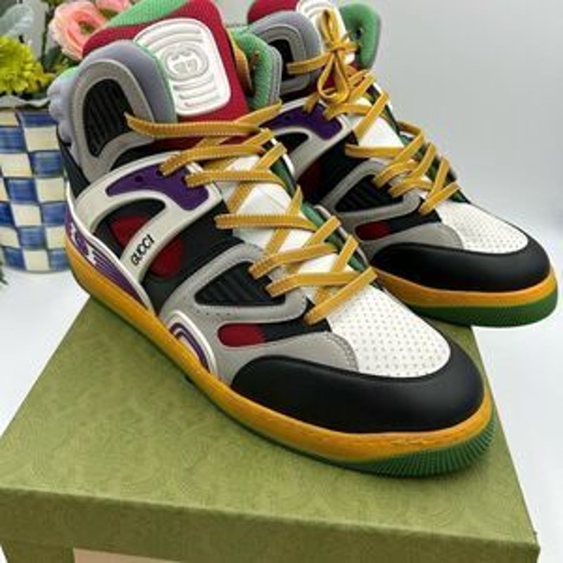 Men’s Gucci, leather high top basket sneakers size 14.5 made in Italy