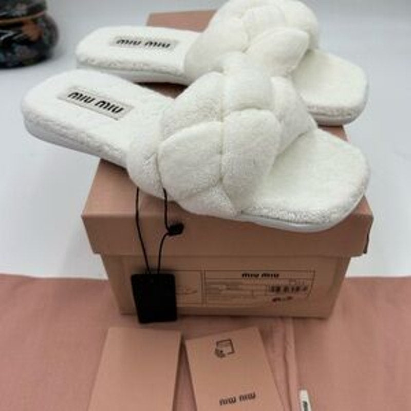 Women's Miu Miu Terry cloth slide sandals size 37.5 made in Italy