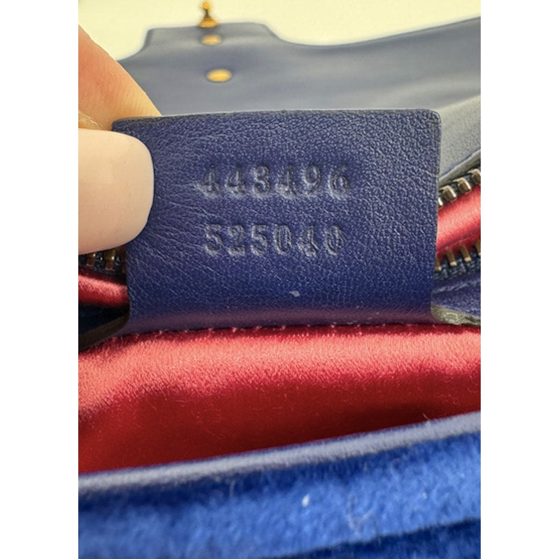 Gucci Medium Marmont Velvet Shoulder Bag - Blue - Antique Gold Hardware