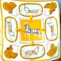 Hermès Equestrian Print Silk Scarf with Different horse images in each frame