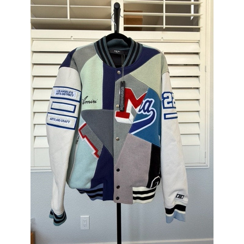 AMIRI Patchwork Leather & Wool Varsity Jacket – NWT – IT 52