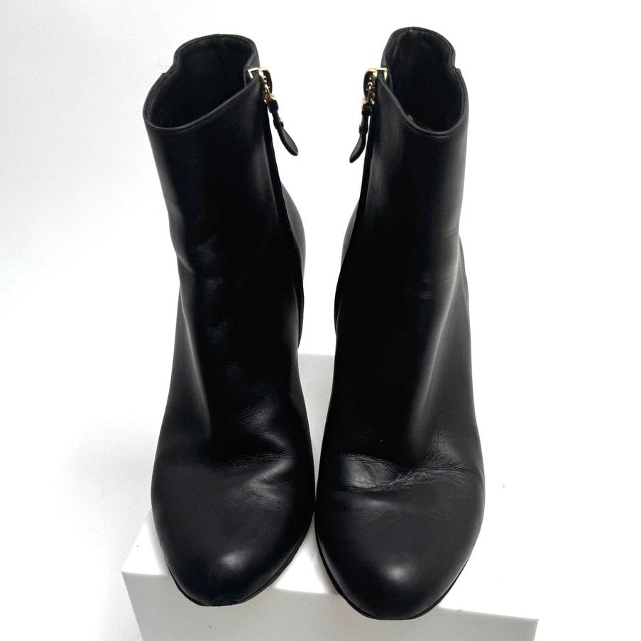 Salvatore Ferragamo Black Leather Back Zip Ankle Boots Size 8.5 B