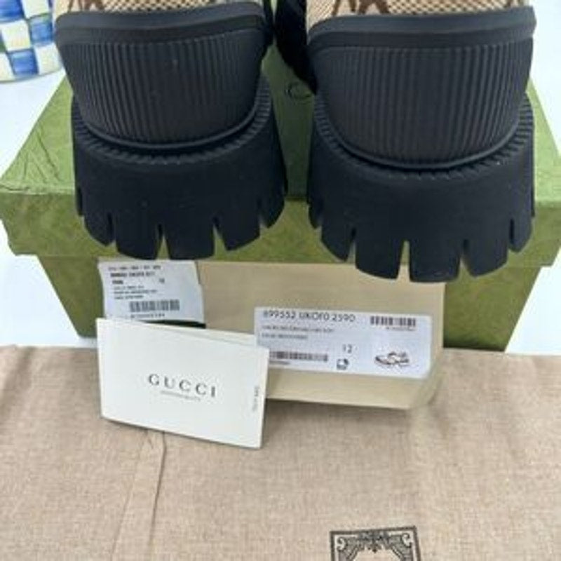 Men’s Gucci, maxi GG Supreme canvas loafers size 12 made in Italy