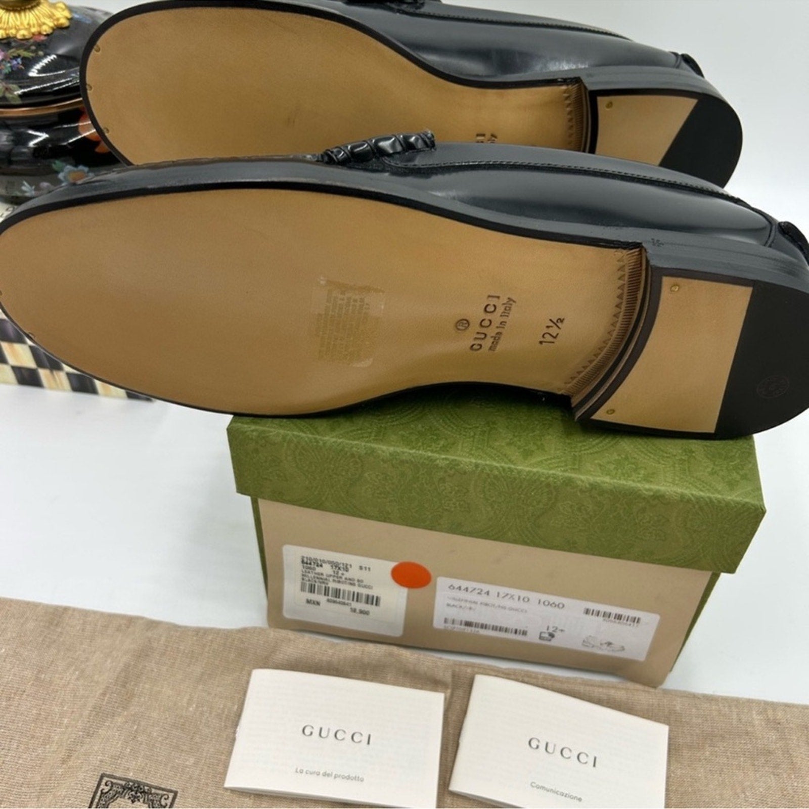 Men's Gucci kaveh interlocking G leather loafers size 12.5 made in Italy