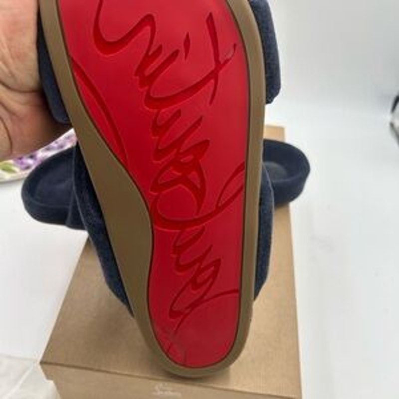 Men's Christian Louboutin BIZZU cross strap Terry cloth slide size 42 made Italy
