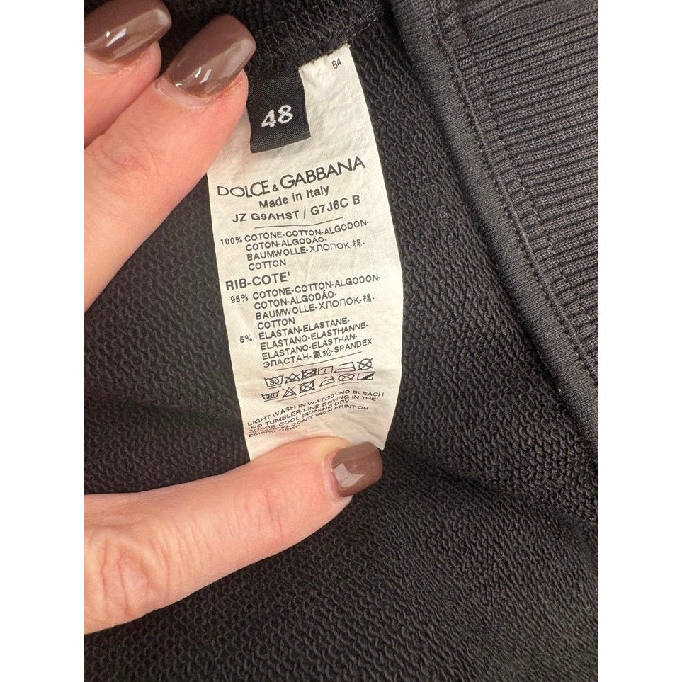Men's Dolce & Gabbana IT 38/ Fits Like A Large Black "DG" Logo Print Sweatshirt
