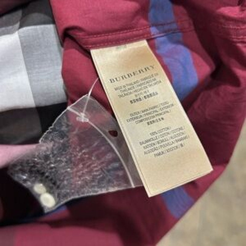 Burberry London England Men's Checkered Shirt - Red and Black size XL