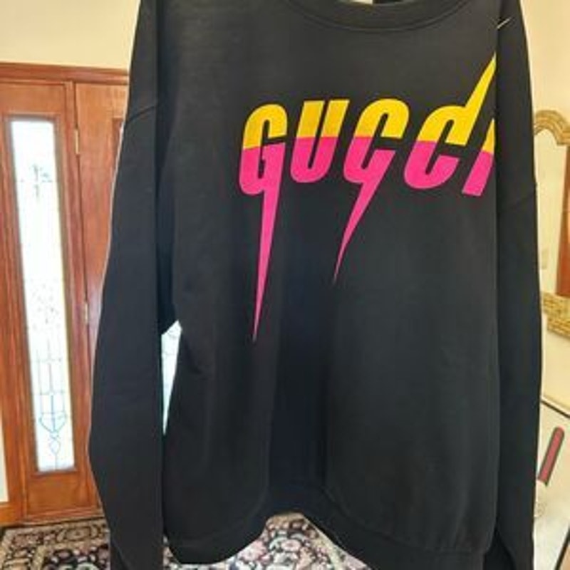 Men's Gucci blade logo print cotton sweatshirt, size XL made in Italy