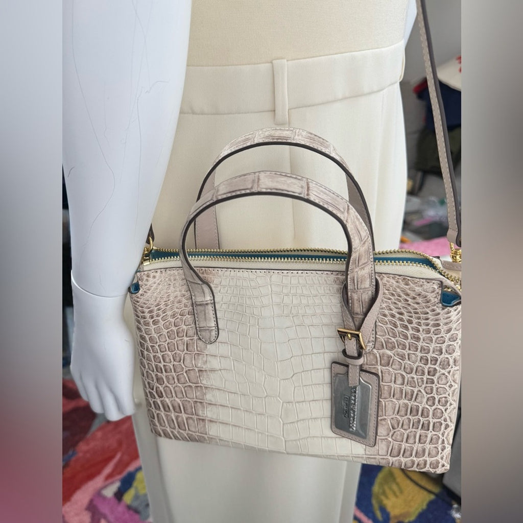 Niloticus crocodile Pelley Lusso two way bag NWT blue interior/adjustable strap