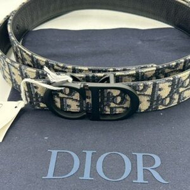 Men's Dior oblique jacquard reversible belt size 120 cm/46 inches made in Italy