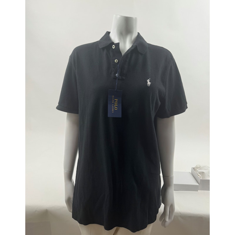 Men's Polo Ralph Lauren NWT Black Custom Slim Fit Polo Shirt Black Size L