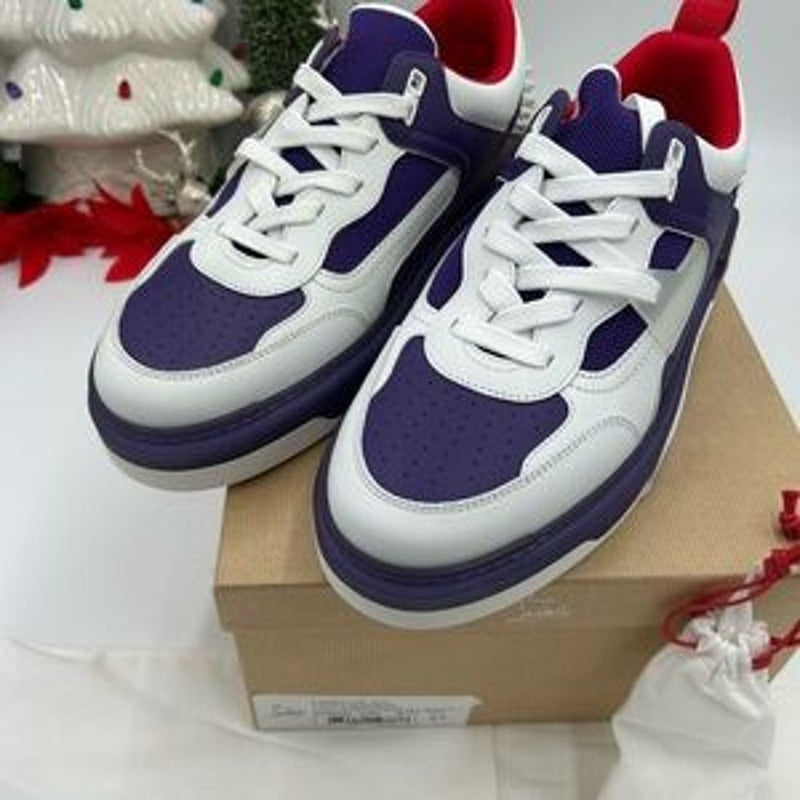 Christian Louboutin ASTROLOUBI low top purple and white leather sneakers size 42