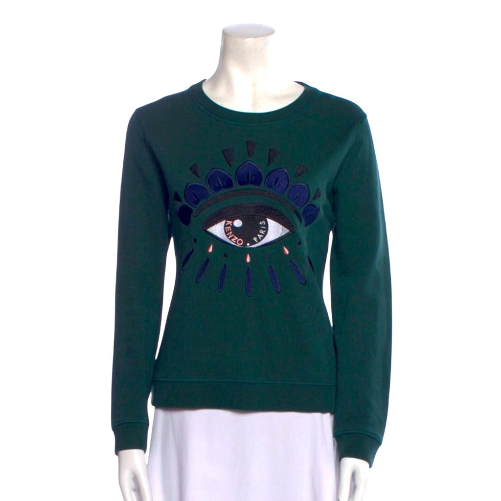 Kenzo Green Eye Embroidered Women's Top Size Large